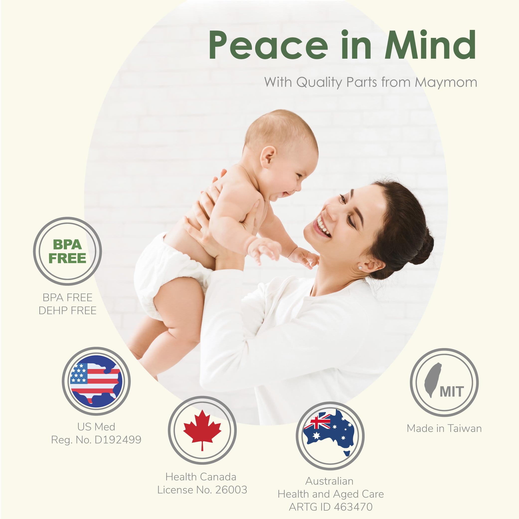 Maymom Backflow Protector, Long Stem, Compatible with Spectra S1, S2 and 9 Pumps, Compatible with Medela Flanges and Medela Parts; 2pc