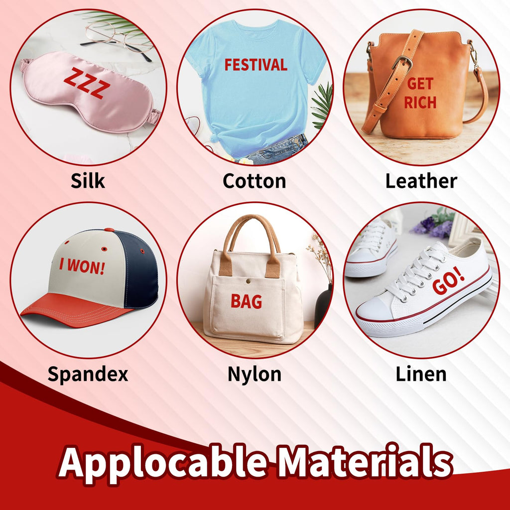10 Sheets 440 Pieces Iron on Letters for Clothing, 2 Inch Heat Transfer Letters, Red Iron on Vinyl Letters with A-Z PU Alphabets Sticker for Fabric, Jersey T-Shirt Printing DIY Craft