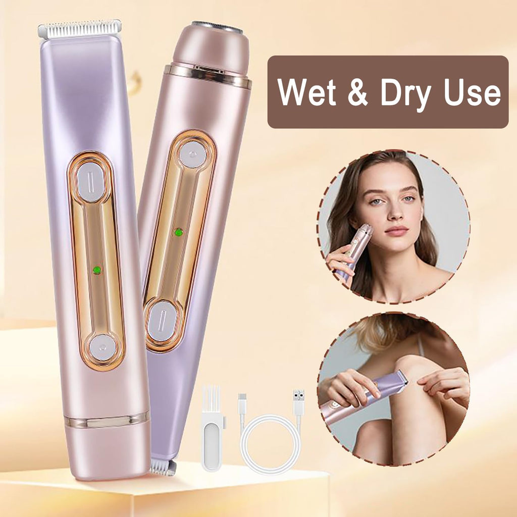 YLKGR Bikini Trimmer for Women 2in1 High Power Epilators Hair Removal Waterproof Electric Razors Women's Electric Razor Pubic Hair Trimmer Shaver for Women for Ladies Pubic, Face, Underarms, Leg