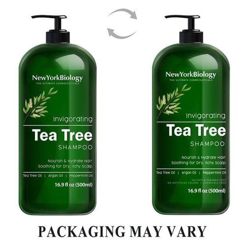 New York Biology Tea Tree Shampoo – Deep Cleanser – Relief for Dandruff and Dry Itchy Scalp – Therapeutic Grade - Helps Promote Hair Growth – 16.9 fl Oz