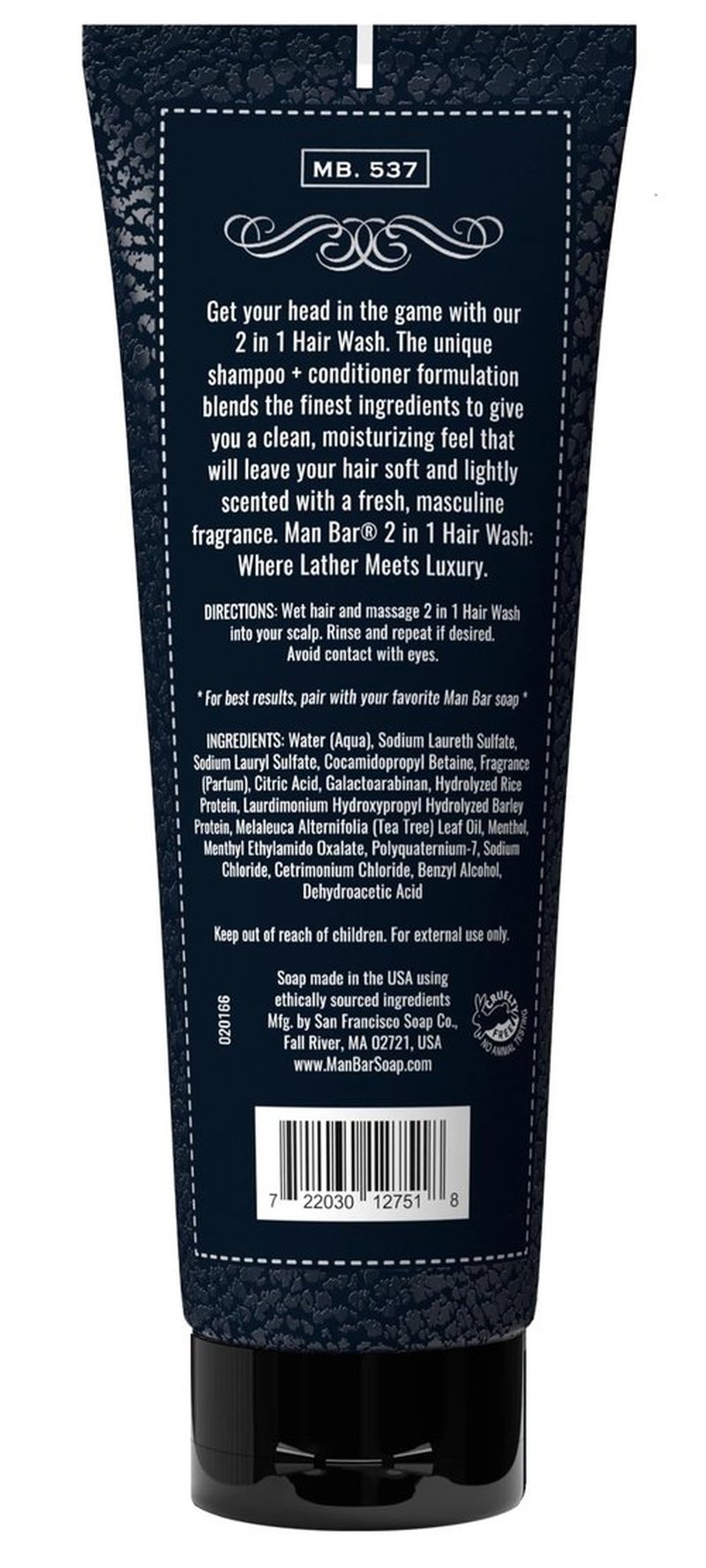 San Francisco Soap Company Man Bar 2 in 1 Hair Wash Silver Sage And Bergamot - Where Lather Meets Luxury