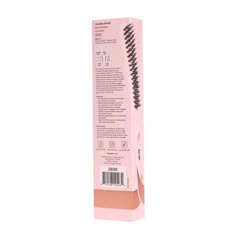 L'ANGE HAIR Detangling Teasing Brush with Nylon & Boar Bristles | Precise Sectioning | Adds Volume & Root Lift | Tames Flyaways & Frizz | Indented Grip | All Hair Types (Blush)