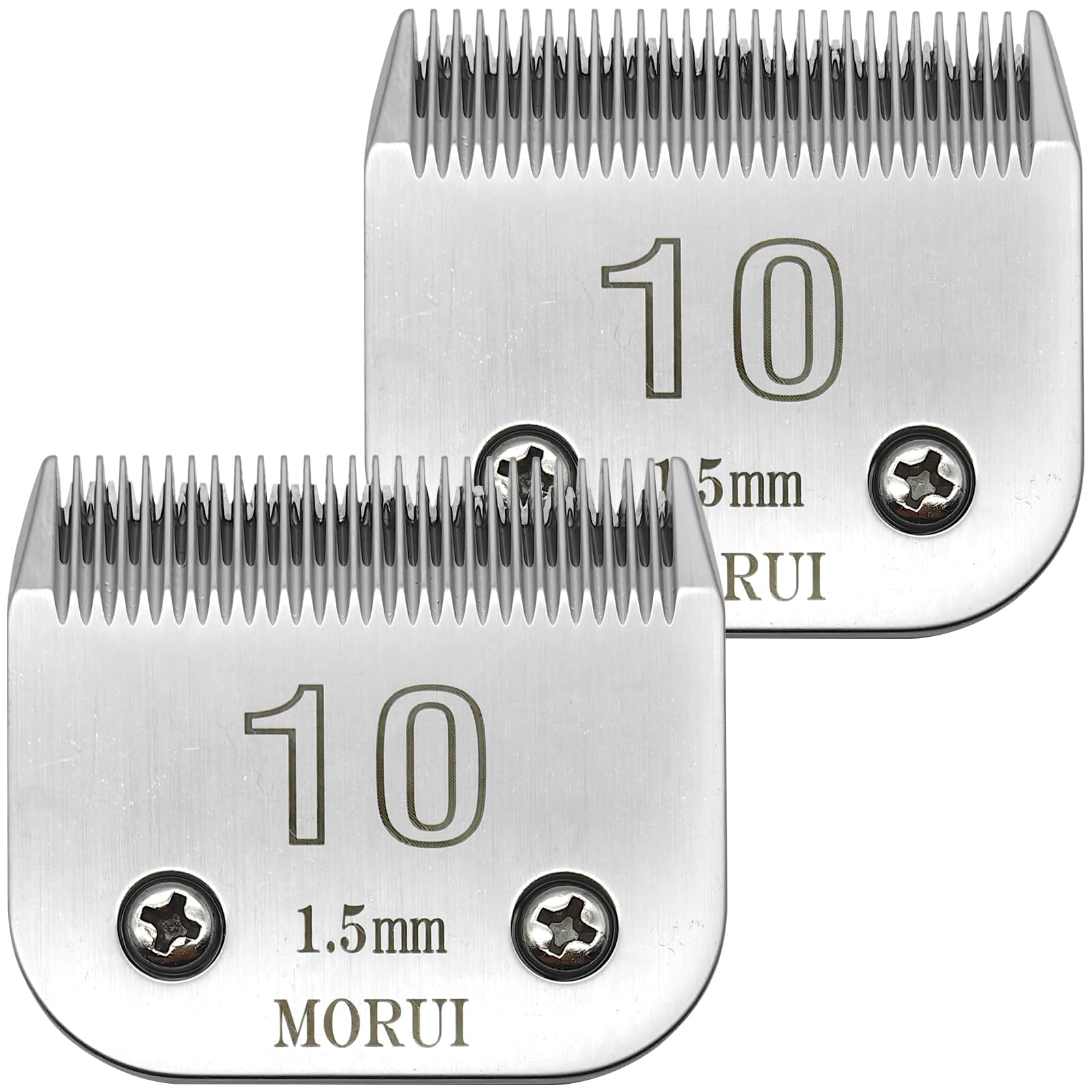 morui Detachable Pet Dog Clipper Blades UltraEdge Compatible with Oster A5,Wahl KM10 Series Clippers (10# 1.5mm- 2 Pack)
