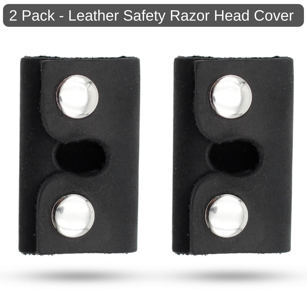 Toprank Leather Safety Razor Case – Genuine Leather Razor Cover for Travel, Fits Most Double Edge Safety Razors, Blade Protector, Snap Closure (Black, 2-Pack)