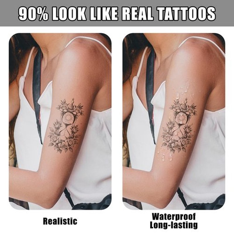 Cerlaza 100 Sheets Temporary Tattoos Adult, 320 Mixed Styles Fake Tattoos for Women Men, Realistic Waterproof Long Lasting Temp Tattoo Stickers, Semi Permanent Small Tattoo for Hand Finger