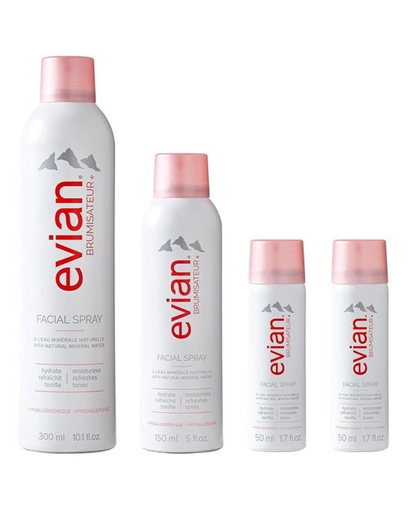 Evian Facial Spray 24/7 Kit - Hydrating Mineral Water Mist for Face & Skin - Refreshes Makeup & Tones - Travel-Friendly Sizes