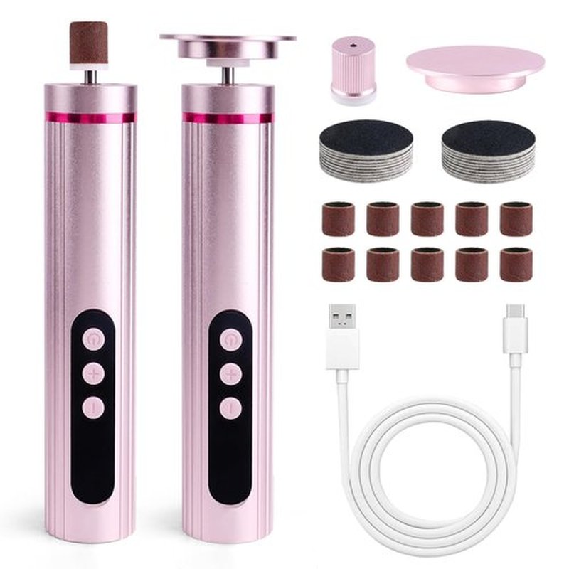 heemeei Electric Foot Callus Remover, 2-in-1 Rechargeable Electric Callus Remover for Feet with Sandpaper Discs & Grinding Heads, Adjustable 9 Speeds Electric Foot File for Feet, Pedicure Tools (Pink)