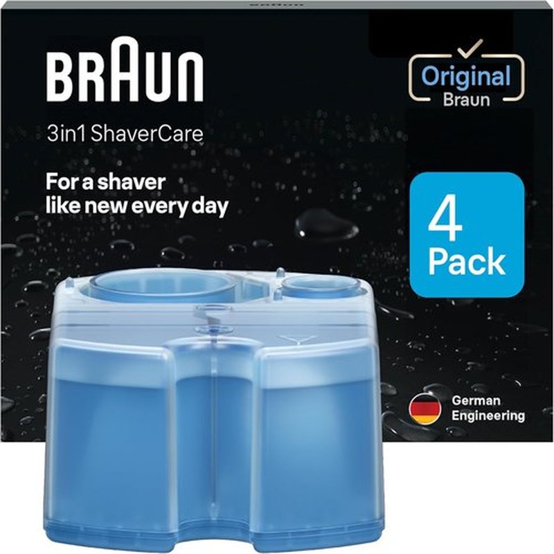 Braun Clean & Renew Refill Cartridges - Replacement Shaver Cleaner Liquid Solution | Pack of 4
