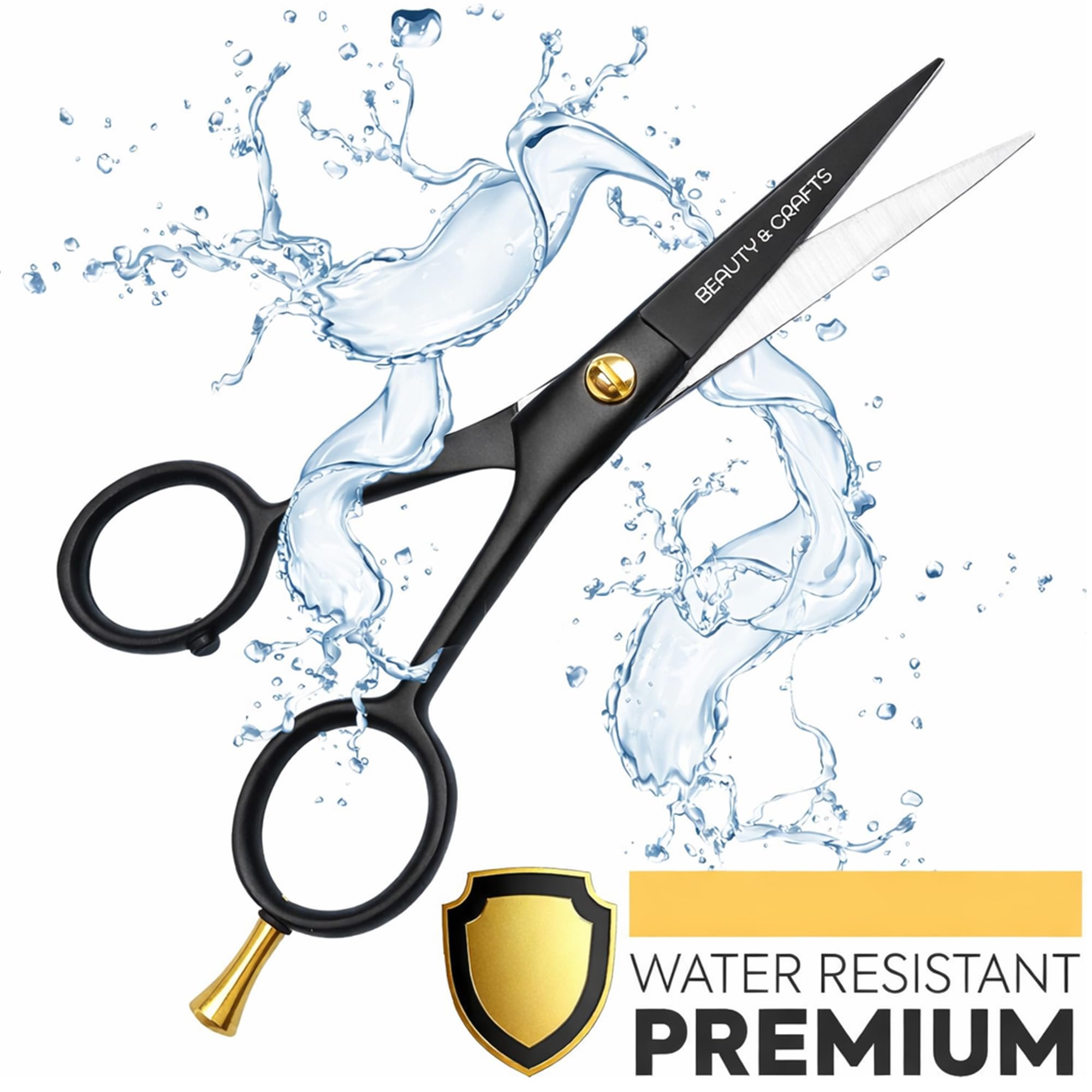 Beauty & Crafts- 5’’ German Beard Mustache Scissor with 2 Comb and Carrying Pouch-Premium Hair Trimming Kit for Men's Facial Hair -Perfect Shears for Personal Grooming, Cutting & Styling (Silver)