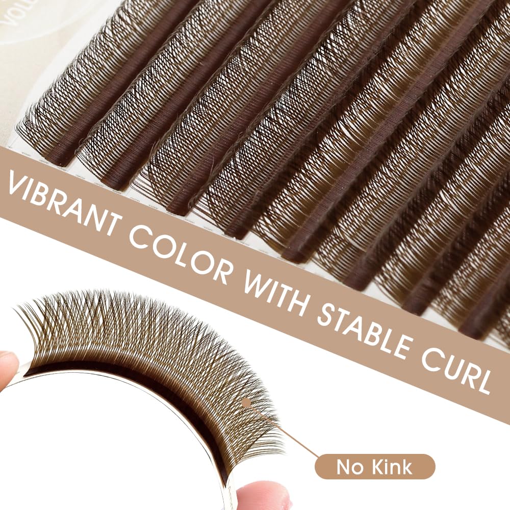 NATUHANA YY Lash Extensions 0.07 L/M Curl 8-14mm Mix Premade Fan 4D Y Brown