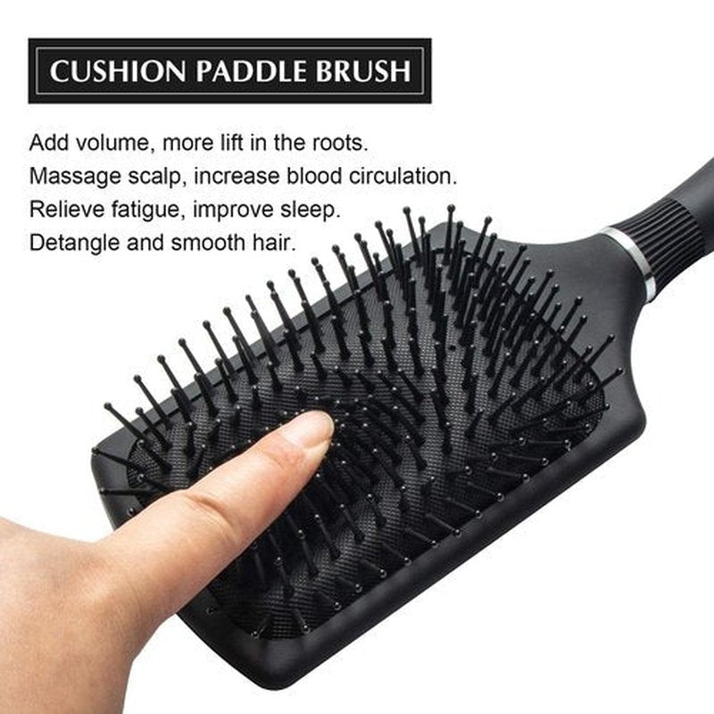 FIXBODY Paddle Brush - Smoothing Detangling Brush for Long Thick Hair, Wet & Dry Use - Black Matte