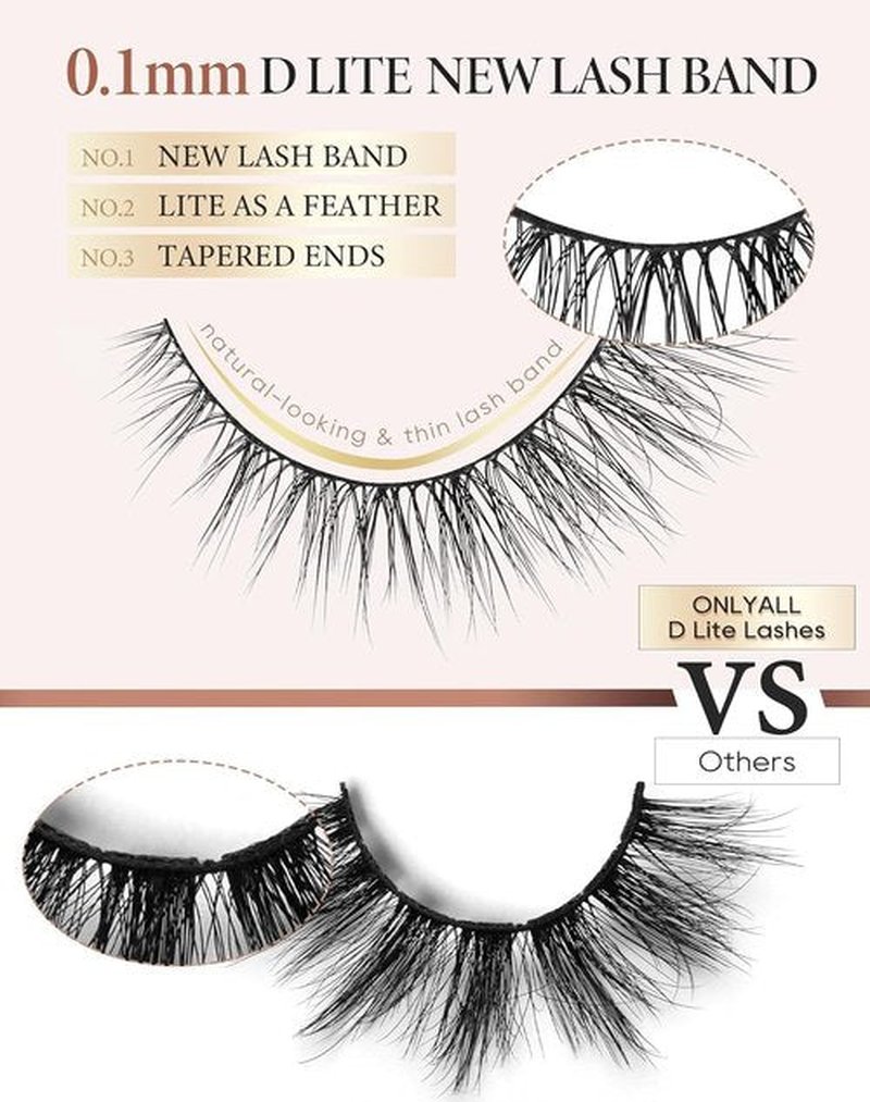 Onlyall Natural Lashes Wispy Lashes Natural Look False Eyelashes Soft Fluffy Fake Eyelashes 7 Pairs D1 Natural (6-13MM)