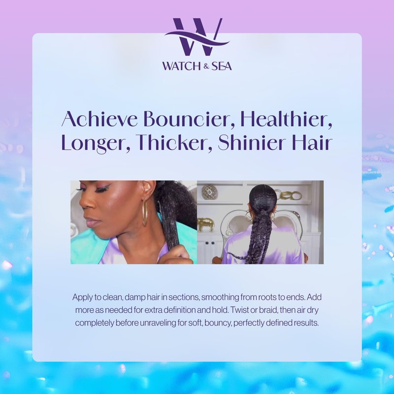 Watch & Sea Twist & Braid Out Soufflé - Nourishing Ingredients with Seaweed and Sea Kelp - Twist and Braid Cream for All Hair Types - 12 oz