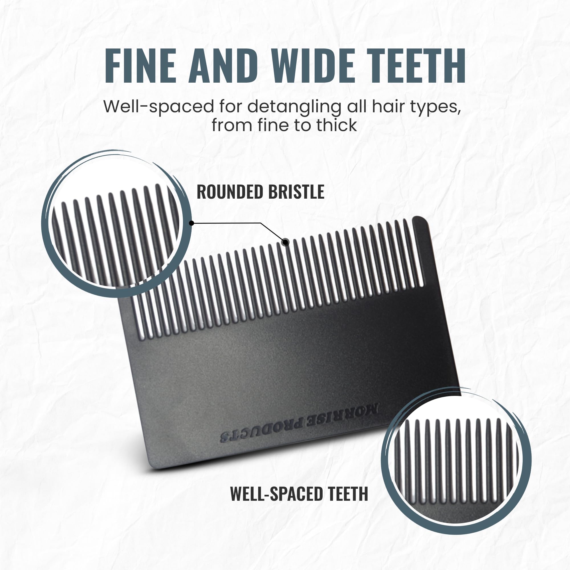 3 Pack Mini Hair & Mustache Styling Comb Kit - Anti-Static Portfolio Combs for Men's Beard Care, Grooming and Detangling - On-The-Go
