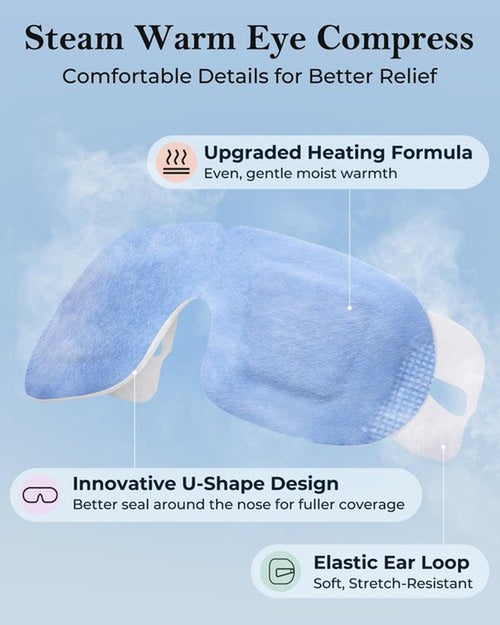 16 Pack Steam Eye Mask for Dry Eyes: Self-Heating Warm Compress for Stye Relief & Digital Eye Strain, FSA&HSA Eligible, Disposable, No Microwave, Travel & Spa Essential, Self-Care Gift, Unscented