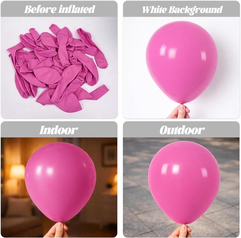 Voircoloria 105pcs Retro Hot Pink Balloons - 12 Inch Latex Party Balloons for Birthdays & Events