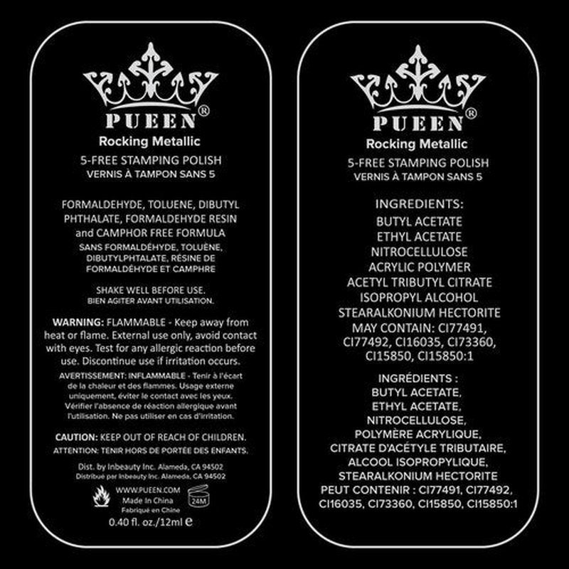 PUEEN MOST WANTED Stamping Polish Collection Set Big 5-FREE Formula Nail Color Lacquer (601 - Silver Dust + 603 - Golden Delicious) - BH000871