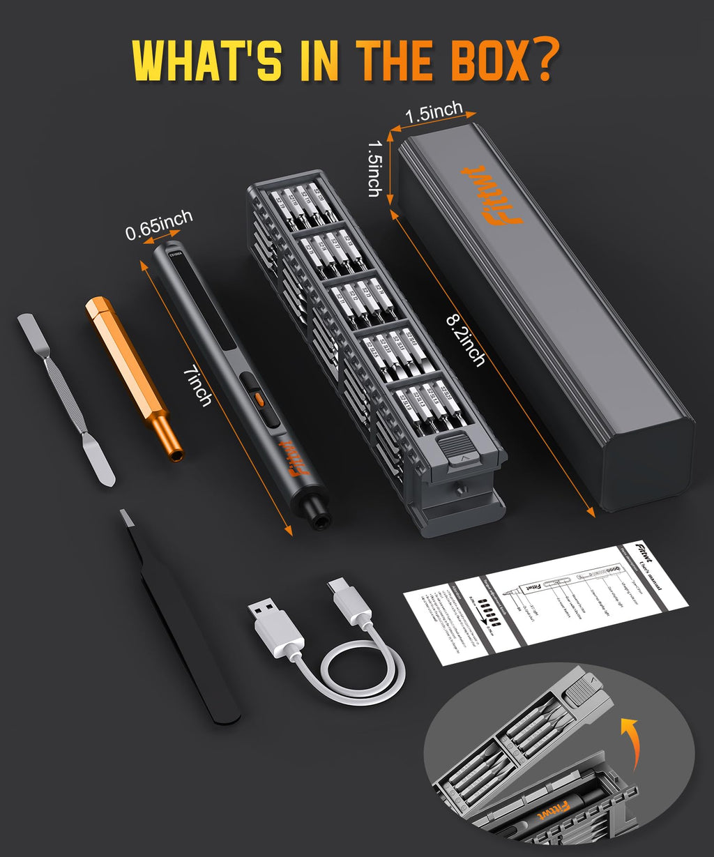 Mini Electric Screwdriver Set with 6 Torque Levels,0.2 to 0.7 N.m Rechargeable Cordless Screwdriver Kit with 67 S2 Magnetic Bits, Precision Screw Driver with LED Light for Electronics Repair,PC,RC