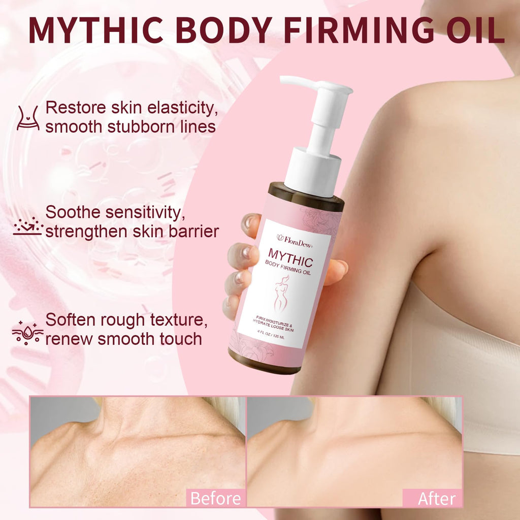 FloraDew+ Mythic Body Firming Oil Skin Tightening Body Oil After Shower for Women Tighten, Hydrate & Nourish Dry Skin 4 FL OZ
