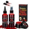 Oiomniv 5PCS Fake Blood Kit, 2.03oz Fake Blood Spray 2.03oz Dripping Blood 1.01oz Coagulated Blood Gel, Realistic Halloween SFX Makeup Washable for Zombie Vampire Cosplay Costume