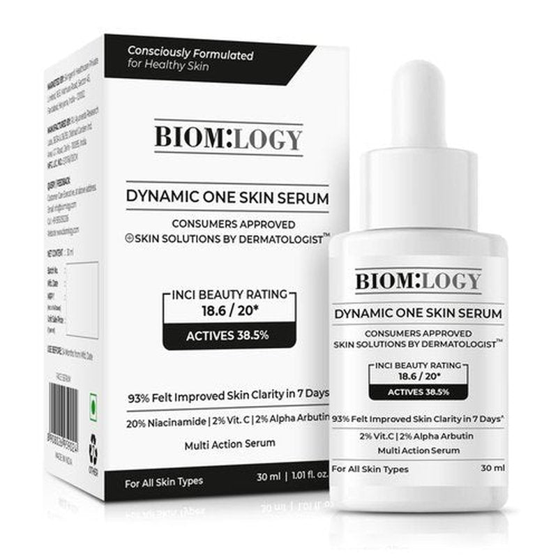 Biomlogy All-in-One Skin Serum with 38.5% Actives | 20% Niacinamide, 2% Vitamin C & 2% Alpha Arbutin | Multi-Benefit Formula for Smoother, Clearer & Even-Looking Skin | 1.01 Fl Oz (30 ml)