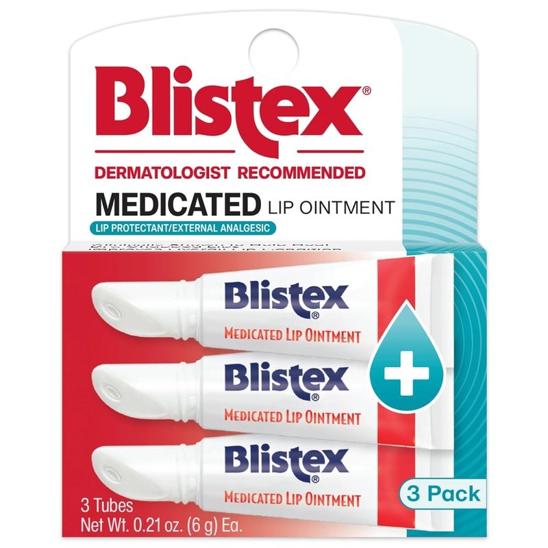 Blistex Medicated Lip Ointment - Relieves Cold Sores & Heals Dry Lips | 0.21 Oz Tube, 3 Count