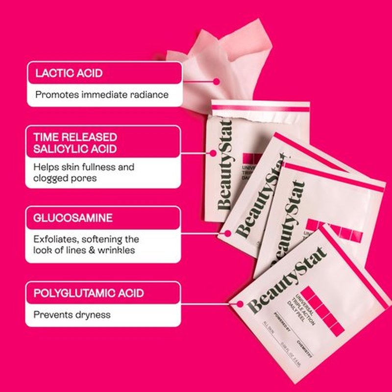 BeautyStat Triple Action Daily Exfoliating Peel Pad - Gentle AHA/BHA Treatment for Uneven Tone & Fine Lines