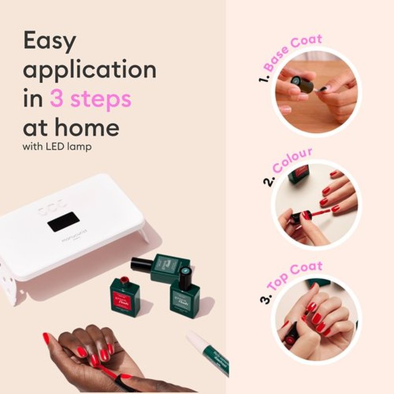 Manucurist Green Flash LED Milky Pink Gel Nail Polish - Vegan, 12-Free, Plant-Based - Strengthens and Protects the Nail - Gel Polish - Made in France - 0.5 fl oz