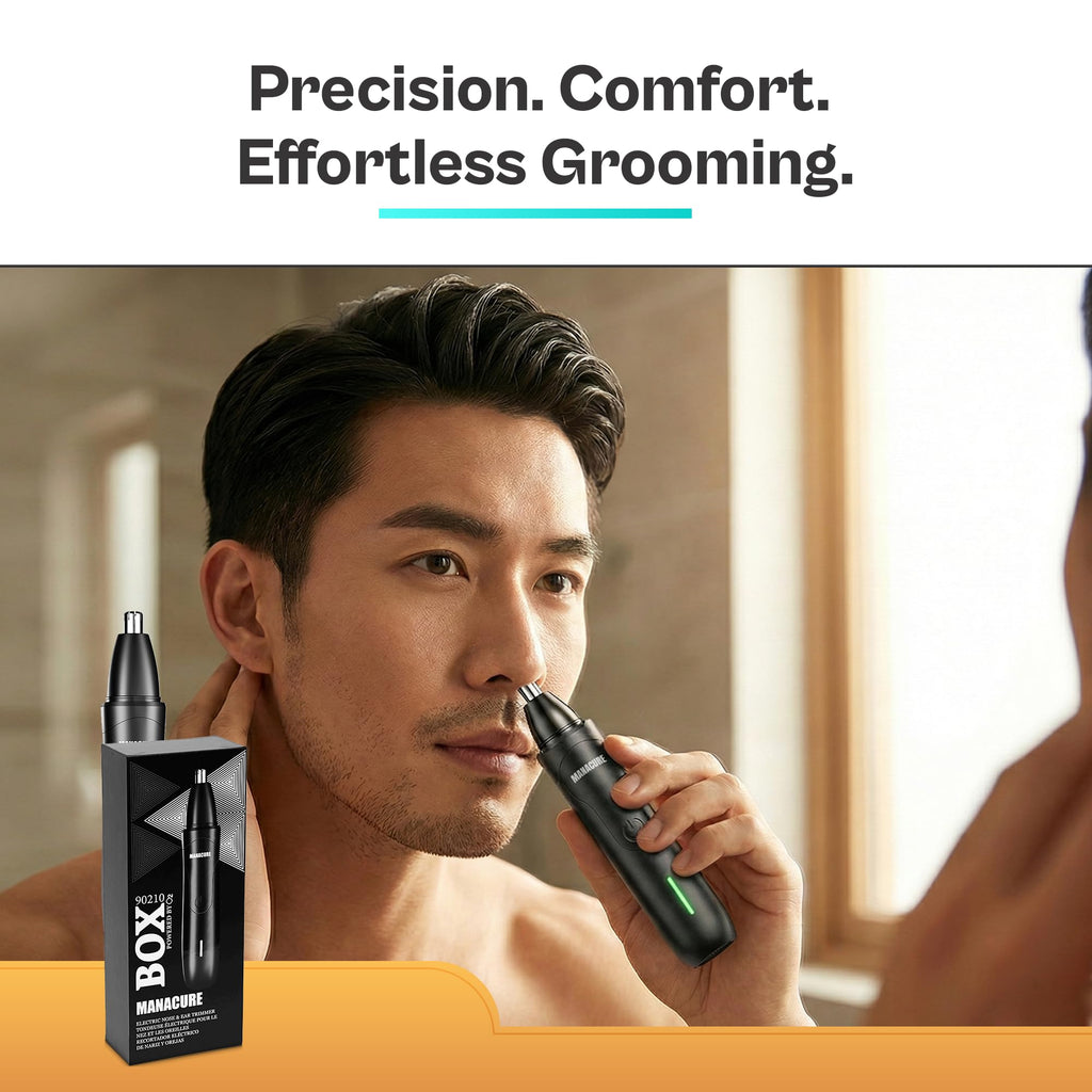 BOX90210 Manacure Nose & Ear Hair Trimmer – Professional Electric Precision Grooming Tool for Effortless, Nose and Ear Hair Removal, High-Performance Design