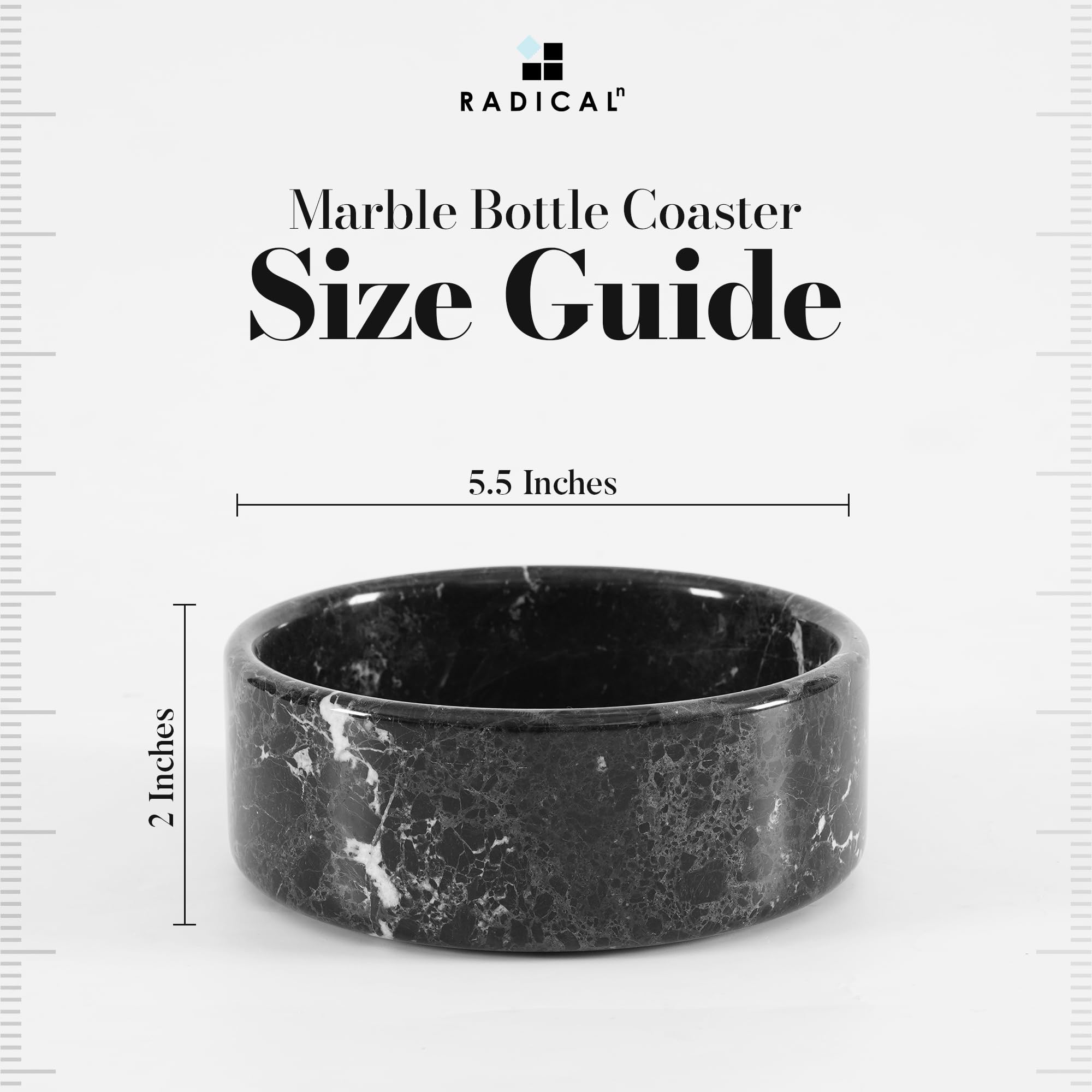 Radicaln Marble Wine Coasters 5.5" Inches Verona Wine Bottle Coasters for Countertop, Ideal Absorbent Cork Holder for Champagne Bottles