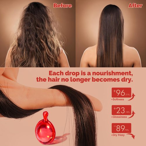 BS-MALL Hair Treatment Serum With Avocado Vitamin A, C & E, Biotin And Water - 60 Capsules Per Bottle For Frizzy And Damaged Hair Pack of 2 Bottles