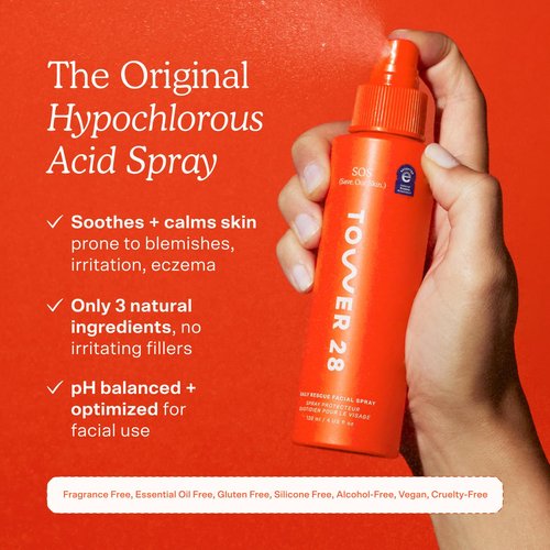 Tower 28 SOS Daily Rescue Facial Spray - Hypochlorous Acid for Redness Relief & Skin Calm - Travel Size Toner (1 oz)