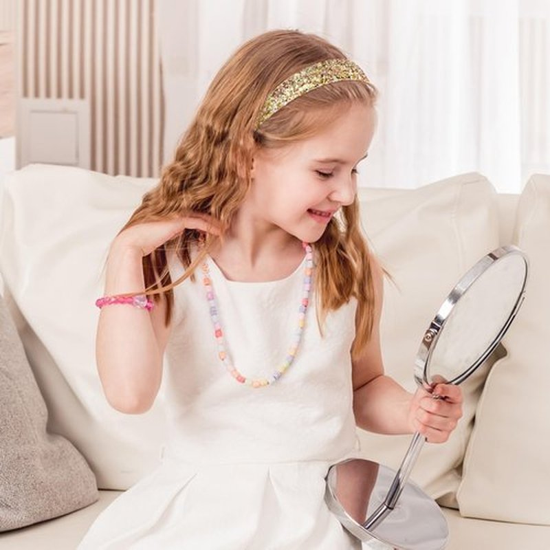 COMNICO 2 PCS Glitter Headbands for Girls, Cute Sparkly Wide Thick Head Bands Bling Non Slip Hairband Rainbow Sequin Little Girl Hair Accessories for Children Kids Women(White+Gold)
