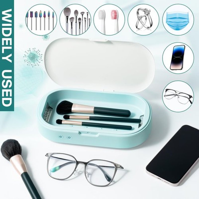 Portable Sterilizer Box & Essential Oil Diffuser | USB-C Sterilization Case for Phones, Jewelry, Watches | Cleanser for Home, Travel, Manicure & Makeup Tools | Fast 5-Min Cycle with Microfiber Cloth