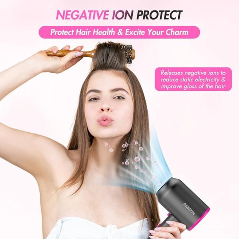 ANIEKIN Hair Dryer - 1875 Watts Fast Drying Blow Dryer with Diffuser & Concentrator | Lightweight Design for All