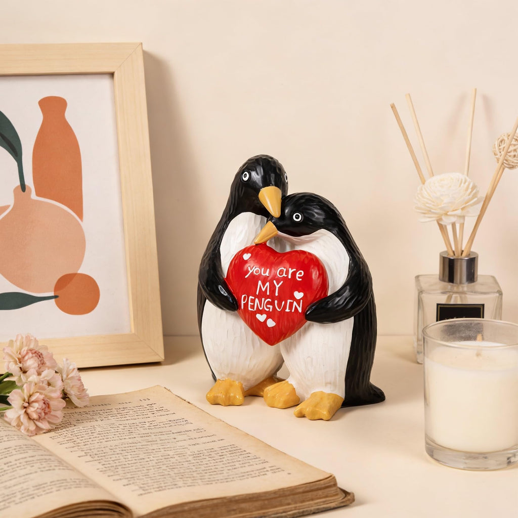 Hodola Anniversary Wedding Gifts for Women Men, Handcrafted Birthday Gift for Her Him Couple, I Love You Birthday Gift for Wife Husband, Penguin Figurine for Boyfriend Girlfriend