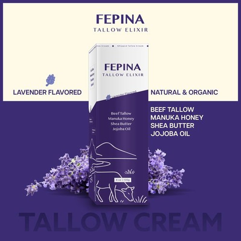 FEPINA Beef Tallow Hand Cream – Grass Fed Tallow Moisturizer for Face & Hands with Shea Butter & Manuka Honey (4.23 oz)