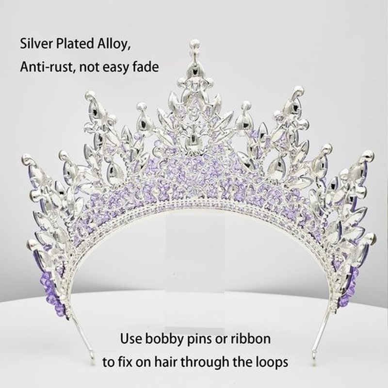 Purple Crowns for Women Tall Princess Birthday Tiaras Lavender Crystal Gemstones Light Purple Tiaras for Quinceanera Pageant Wedding Prom Costume Cosplay