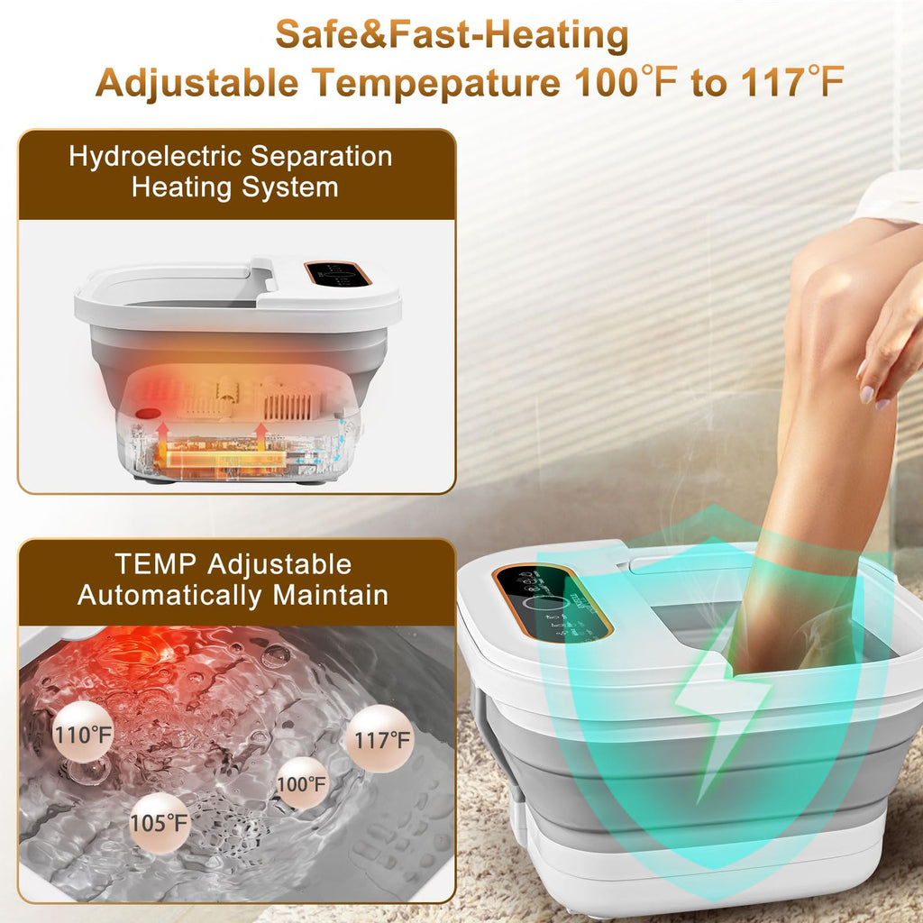 UNIFULL Collapsible Foot Spa Bath with Heat, Touch Screen, Remote Control, Massage Rollers, Timer, Bubble, Foot Pedicure Kit, Temperature Control Pedicure Foot Spa, Foot Bath