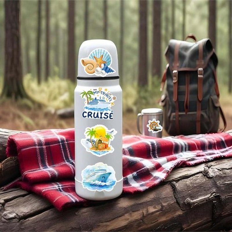 100 PCS Cruise Travel Stickers, Nautical Vacation Stickers Relaxing Cruise Ship Sticker Waterproof Vinyl Stickers for Phone Cases, Laptops, Travel Luggage, Journals, Scrapbook, Water Bottle