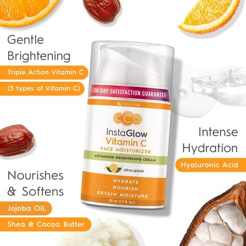 Tree To Tub Vitamin C Face Cream - Triple Action Vitamin C Moisturizer for Face, Face Moisturizer for Women, Day and Night Vitamin C Cream for Face