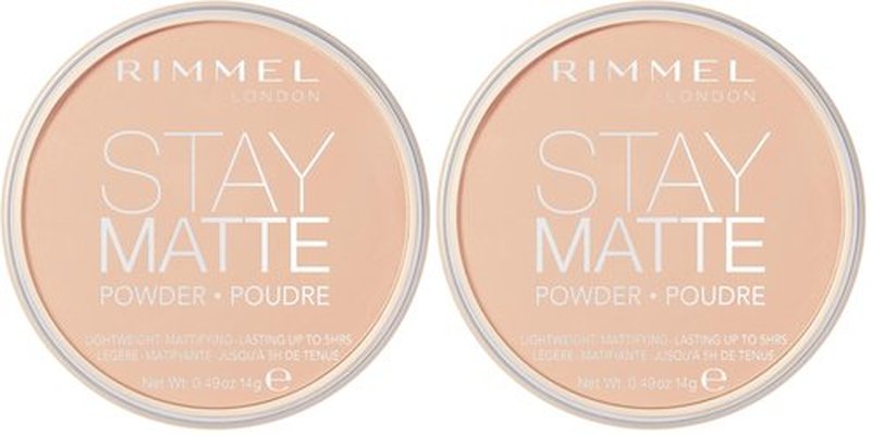 Rimmel London Stay Matte - 003 Natural - Pressed Powder,Lightweight,High Coverage,Shine Control,0.49oz,(Pack of 2)