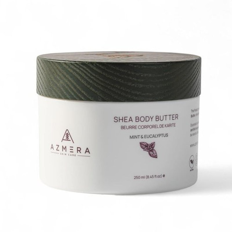 AZMERA Handcrafted Whipped Shea Body Butter - Refreshing Mint & Eucalyptus Moisturizer for Dry Skin | 8.82 oz Vegan, Non-Greasy Formula