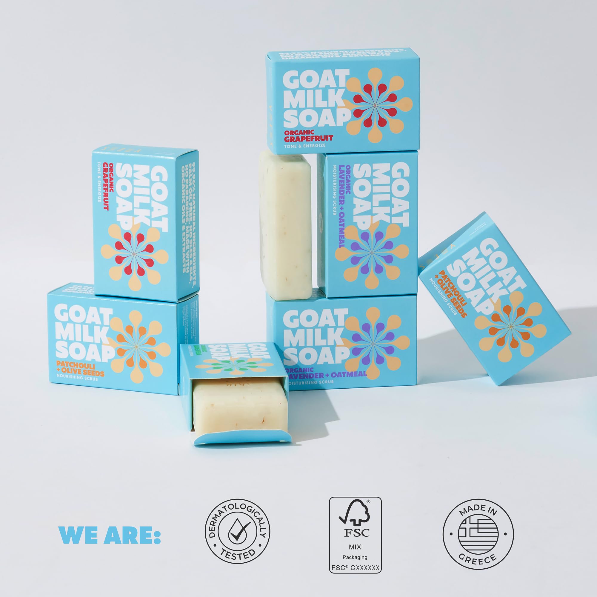 Skin Said Yes Goat Milk Soap Bar Set (Pack of 8) - Crafted in Greece | Tripple Milled | Organic Ingredients, Natural Soap for Sensitive Skin.