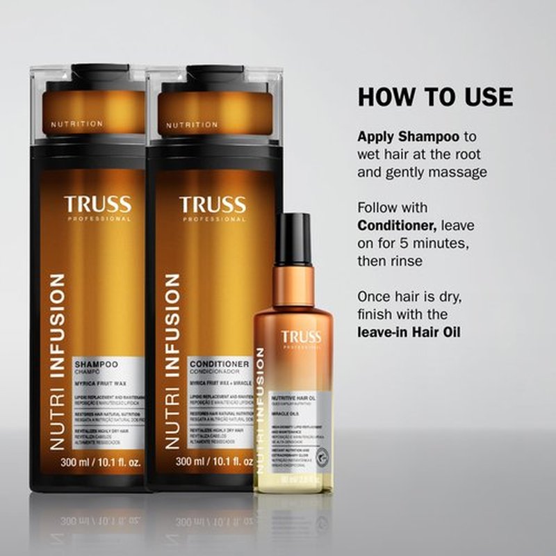TRUSS Nutri Infusion Hair Oil for Damaged Hair - Hydrating, Anti-Frizz Finishing Oil - Provides Deep Nourishment, Heat Protection and Shine (1 fl oz)