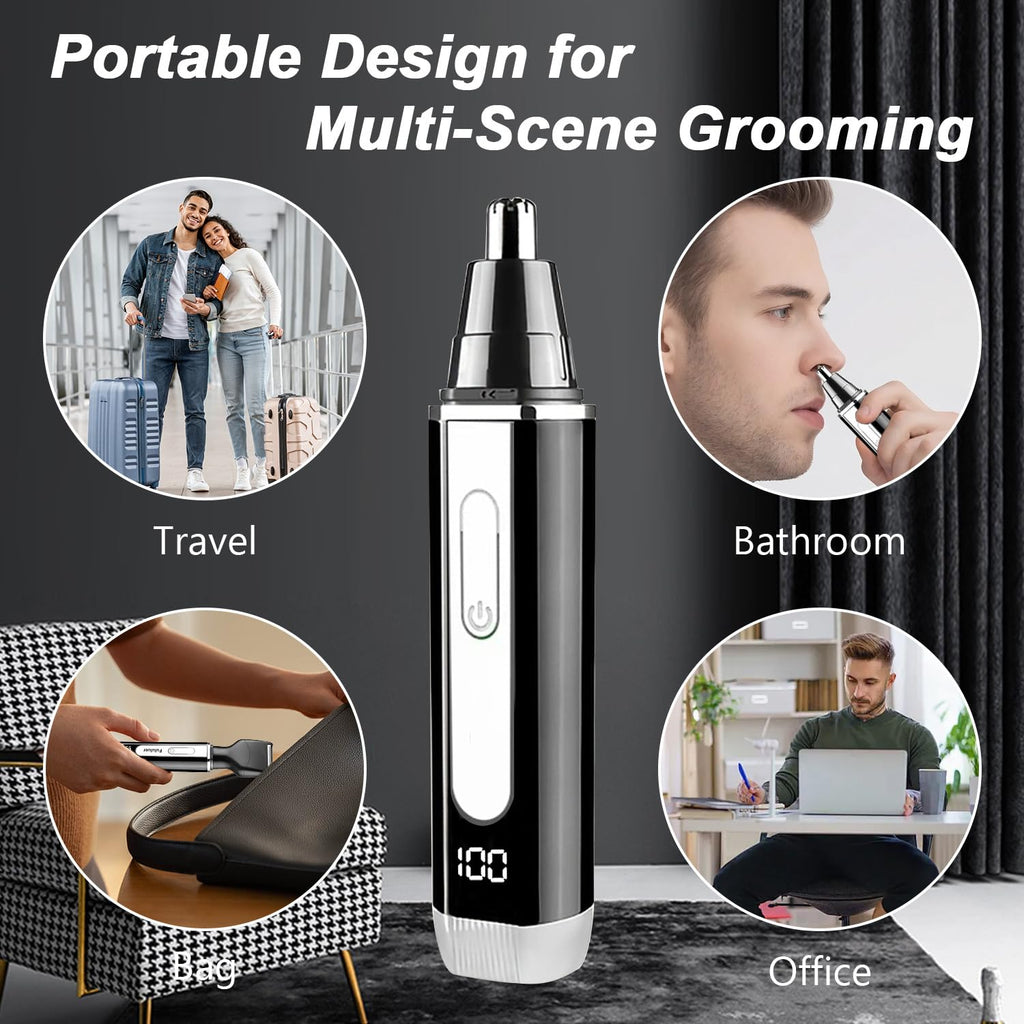 Joy RuDa Ear and Nose Hair Trimmer for Mens, New Rechargeable Hair Trimmer 4 in 1 Ear, Nose, Eyebrow & Beard Trimmer,LED Indicator & Waterproof