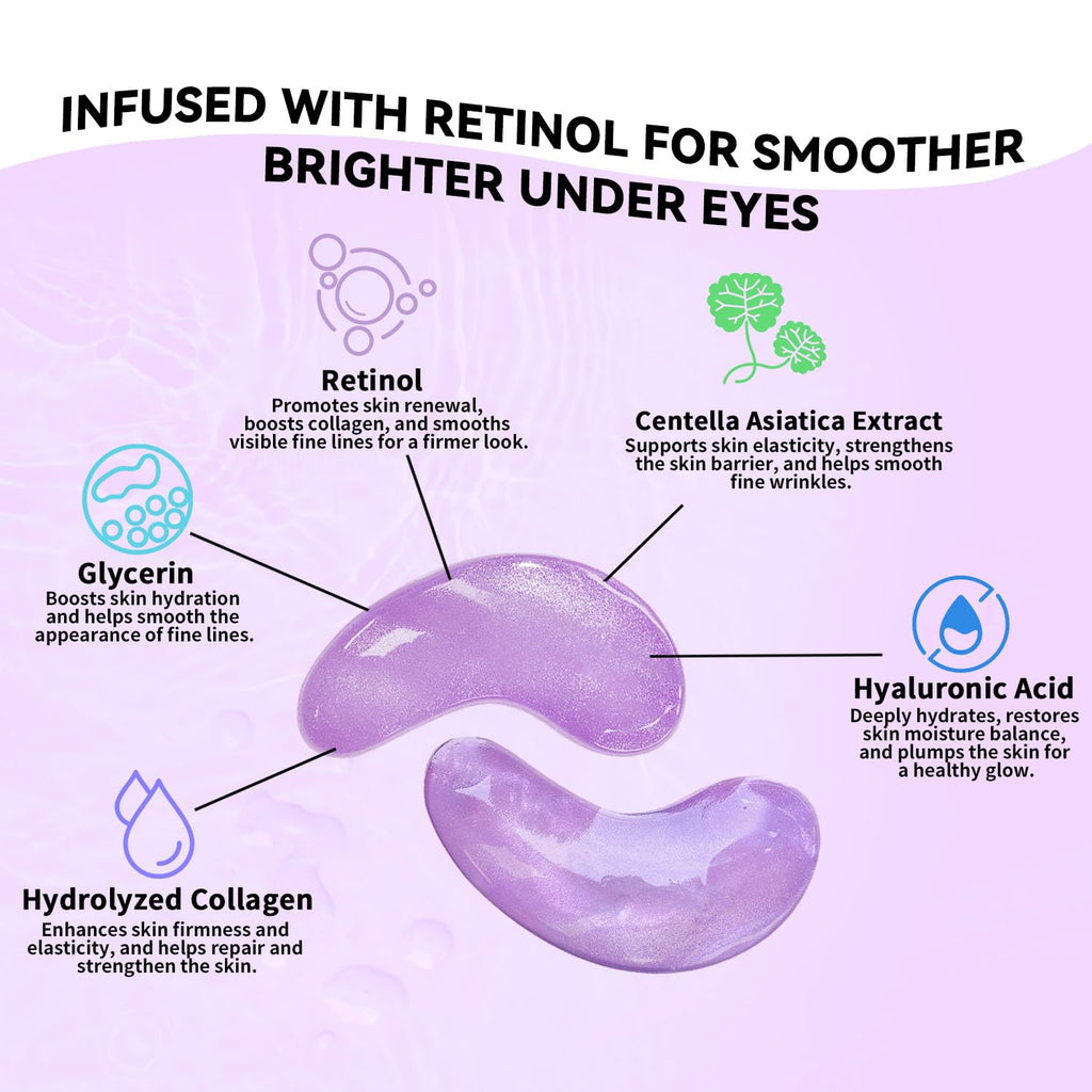 Maskiss Retinol Under Eye Patches (24 Pairs), Purple Eye Masks for Dark Circles, Puffy Eyes & Wrinkles, Firming Collagen Eye Patches, Vegan Cruelty-Free Skincare Gifts for Women