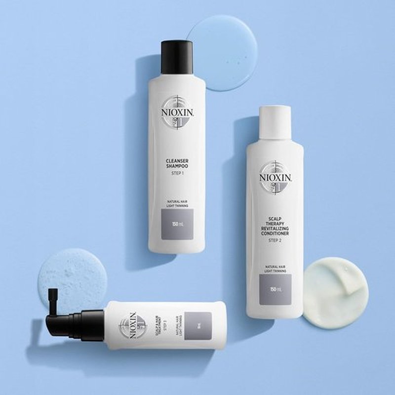 Nioxin Scalp + Hair Thickening System 1 Kit - Strengthen Natural Hair with Niacinamide & Biotin | Cleanse, Condition & Treat