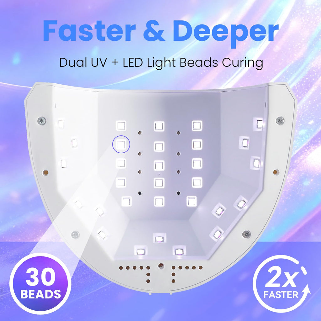 VANREESA U V Nail Lamp, 30 Beads LED U V Light for Gel Nails, U V Lamp for Gel Nail Polish with 3 Timers & Automatic Sensor, White Nail Dryer, Gifts for Women Girls