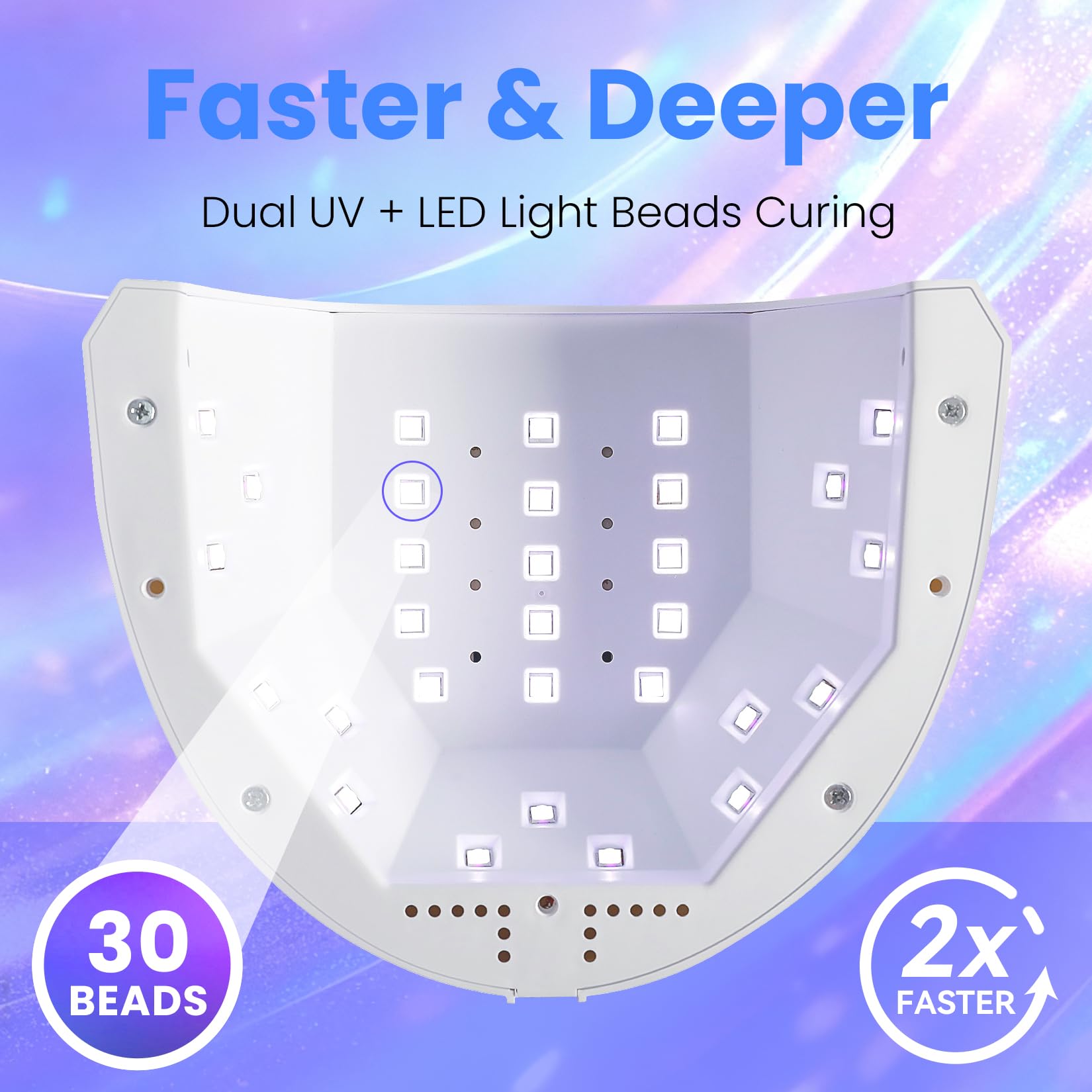 VANREESA U V Nail Lamp, 30 Beads LED U V Light for Gel Nails, U V Lamp for Gel Nail Polish with 3 Timers & Automatic Sensor, White Nail Dryer, Gifts for Women Girls